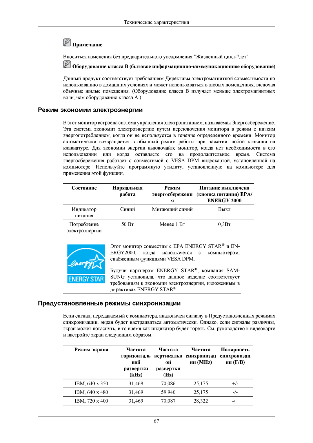 Samsung LS24MYKABC/CI, LS24MYKABCA/EN, LS24MYKABC/EDC manual Режим экономии электроэнергии 