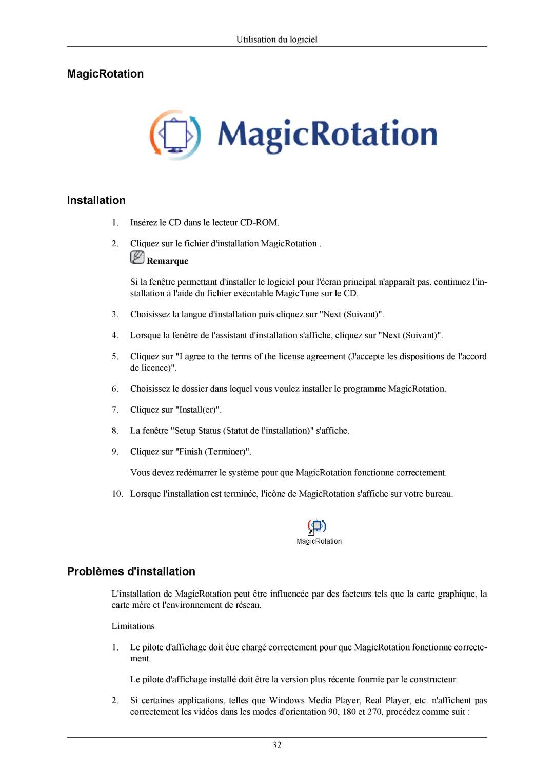 Samsung LS24MYKABC/EDC, LS24MYKABCA/EN manual MagicRotation Installation 