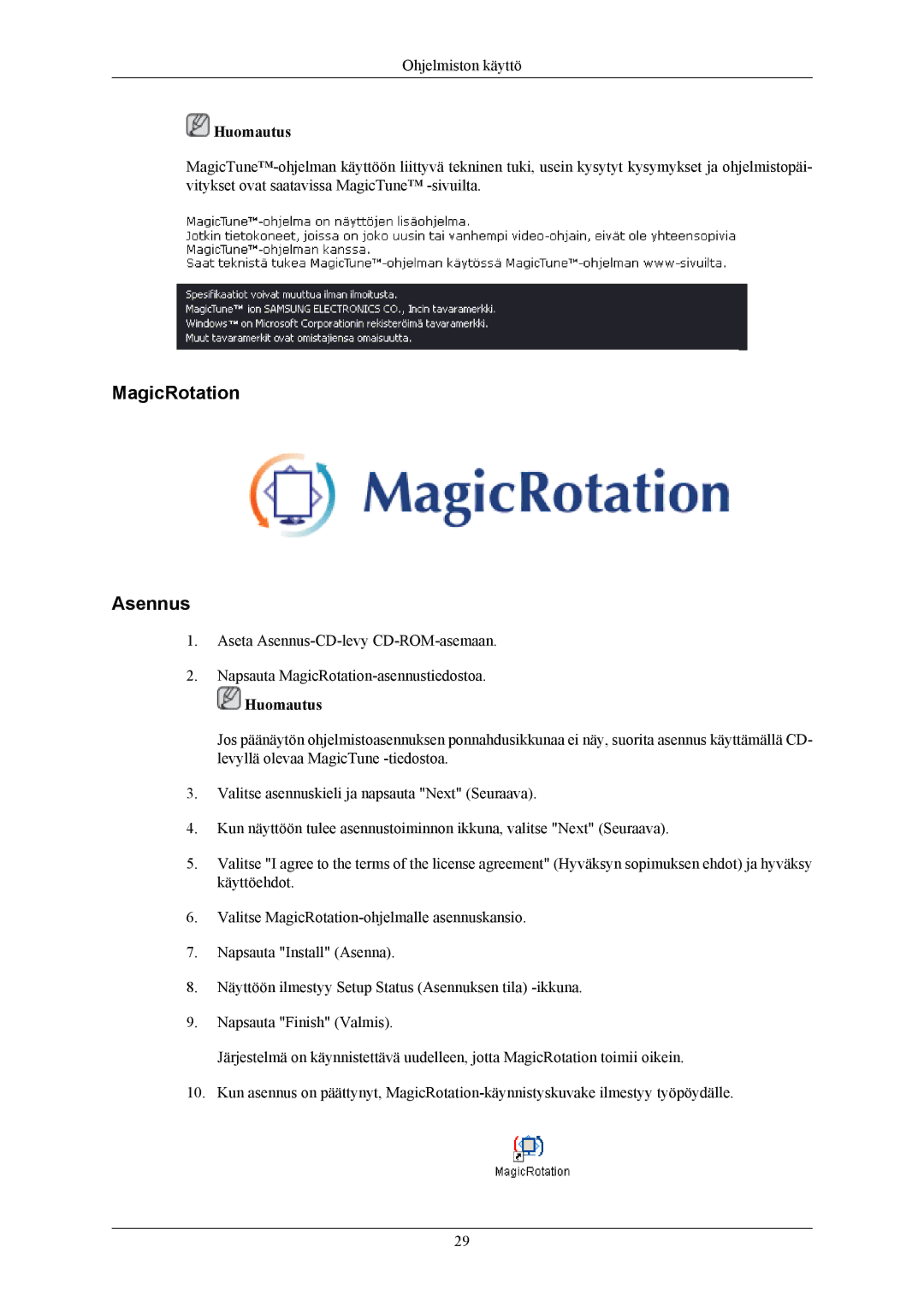 Samsung LS24MYKABCA/EN, LS24MYKABC/EDC manual MagicRotation Asennus 