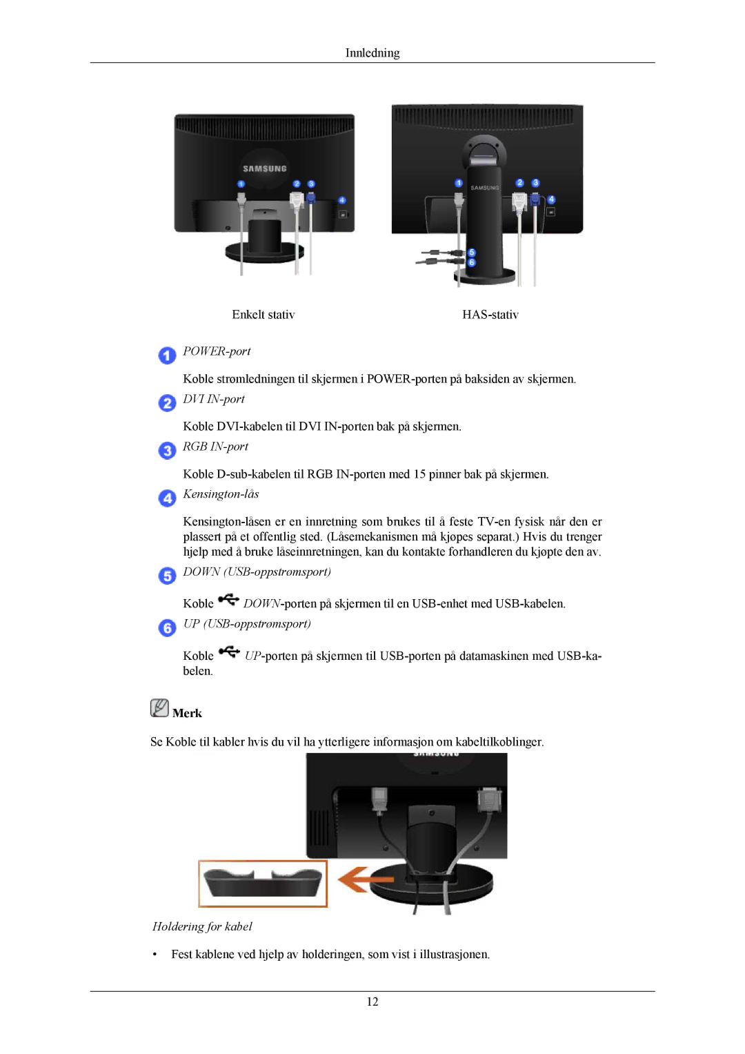 Samsung LS24MYKABC/EDC, LS24MYKABCA/EN manual POWER-port 