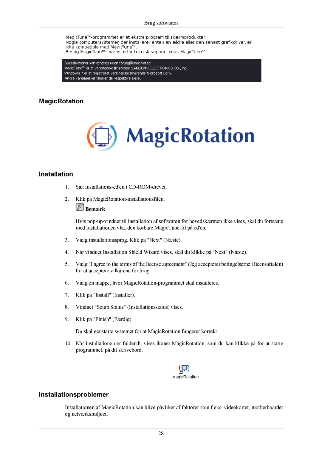 Samsung LS24MYKABC/EDC, LS24MYKABCA/EN manual MagicRotation Installation 