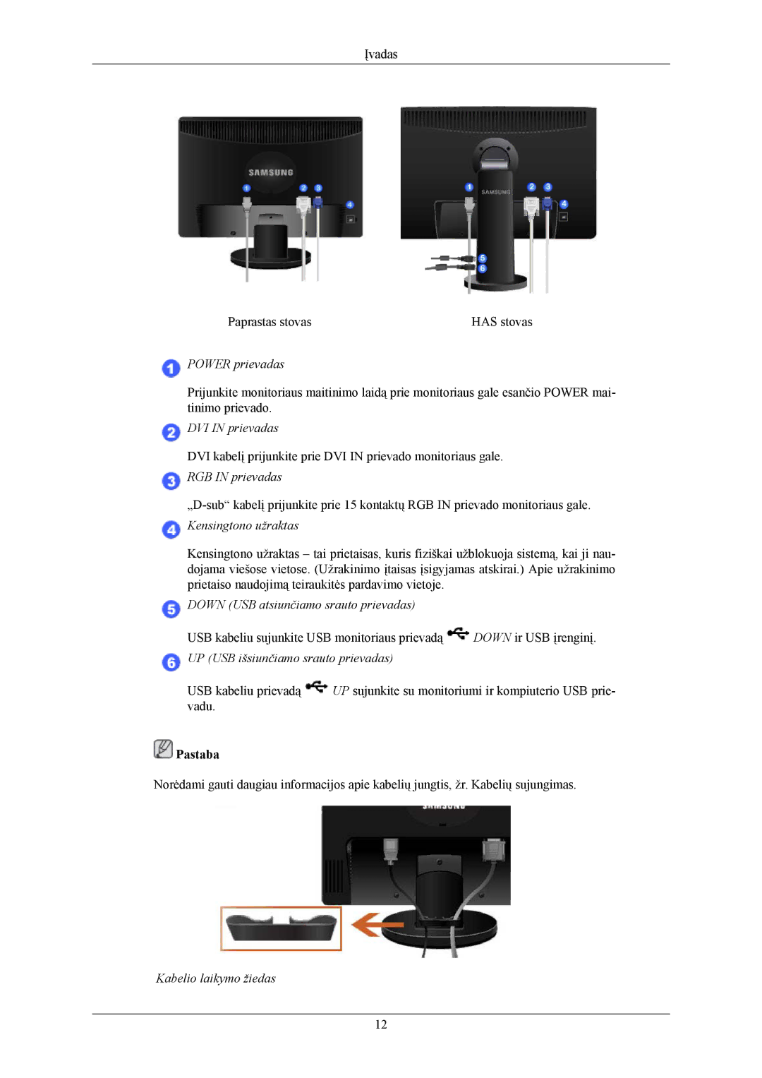 Samsung LS24MYKABC/EDC, LS24MYKABCA/EN manual DVI in prievadas 