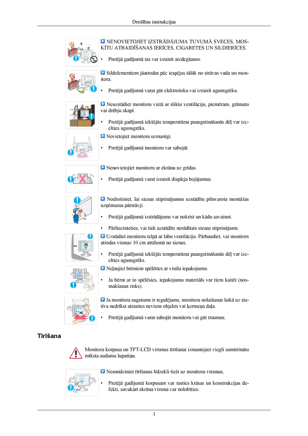 Samsung LS24MYKABCA/EN, LS24MYKABC/EDC manual Tīrīšana 