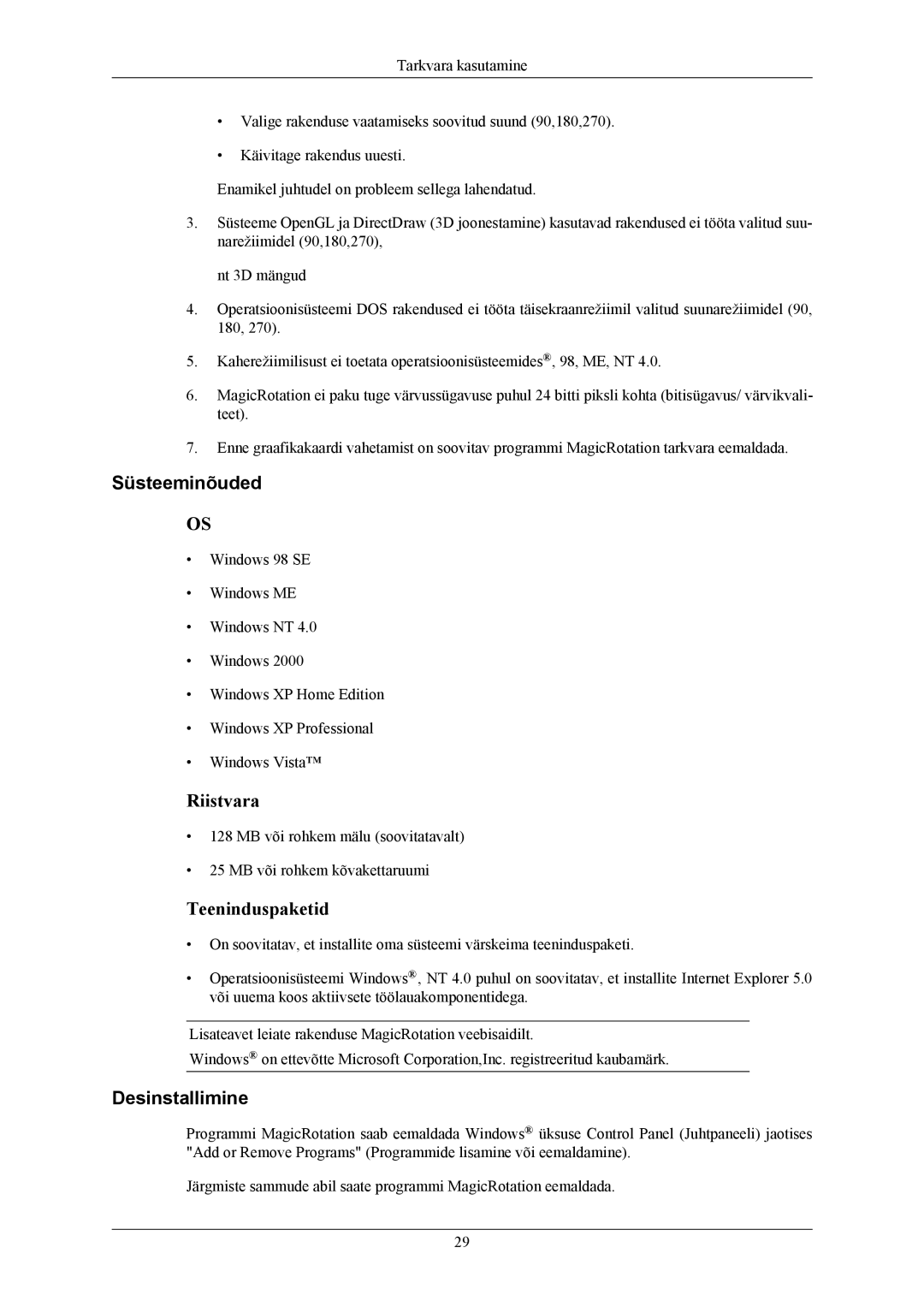 Samsung LS24MYKABCA/EN, LS24MYKABC/EDC manual Teeninduspaketid 