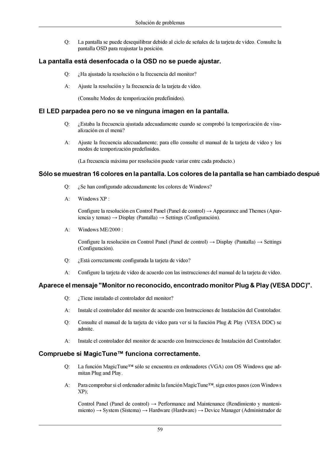 Samsung LS24MYKABC/EDC, LS24MYKDSCA/EN, LS23MYZABC/EDC manual La pantalla está desenfocada o la OSD no se puede ajustar 