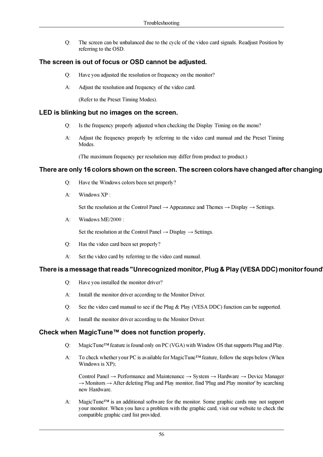 Samsung LS24MYKRBQA/ZC manual Screen is out of focus or OSD cannot be adjusted, LED is blinking but no images on the screen 