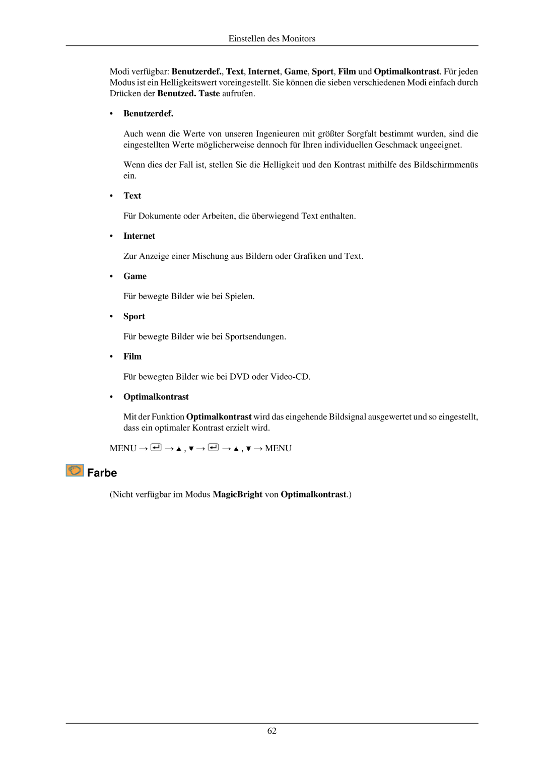 Samsung LS24MYKDSCA/EN, LS24MYKDSC/EDC manual Farbe 