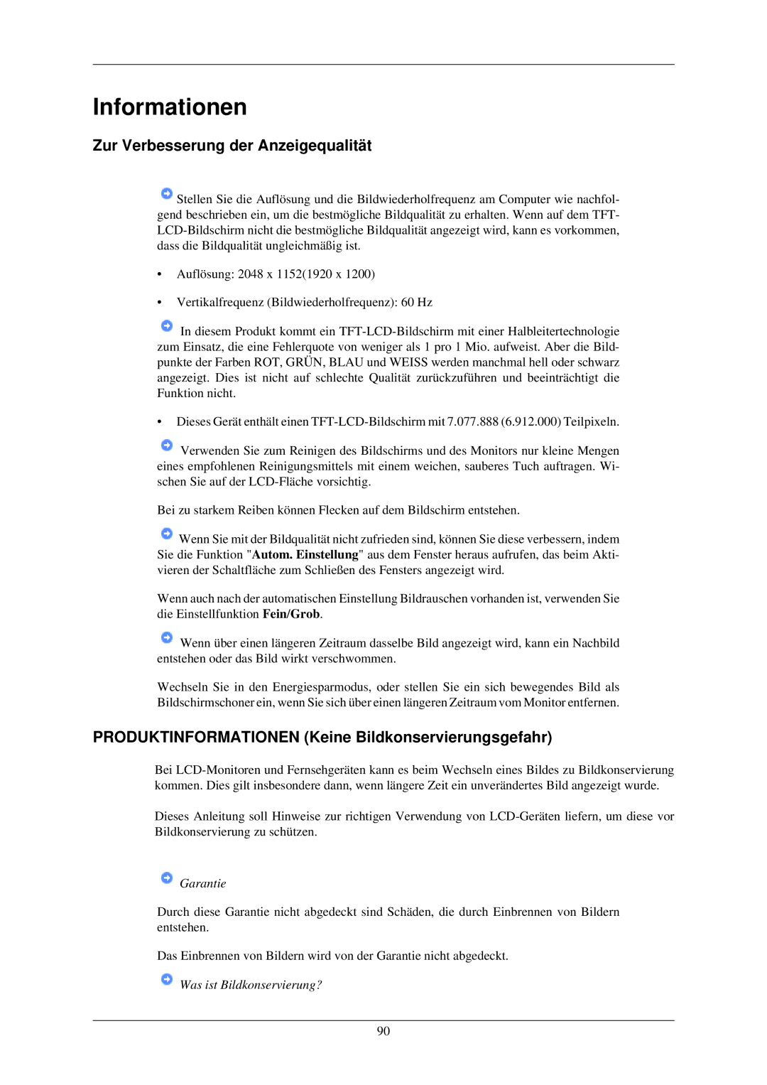 Samsung LS24MYKDSCA/EN, LS24MYKDSC/EDC manual Informationen, Zur Verbesserung der Anzeigequalität 