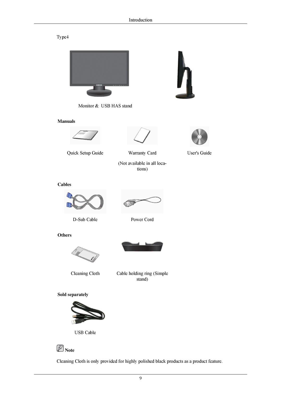 Samsung LS24MYNKBBA/EN, LS24MYNKBB/EDC manual Manuals, Cables, Others, Sold separately 