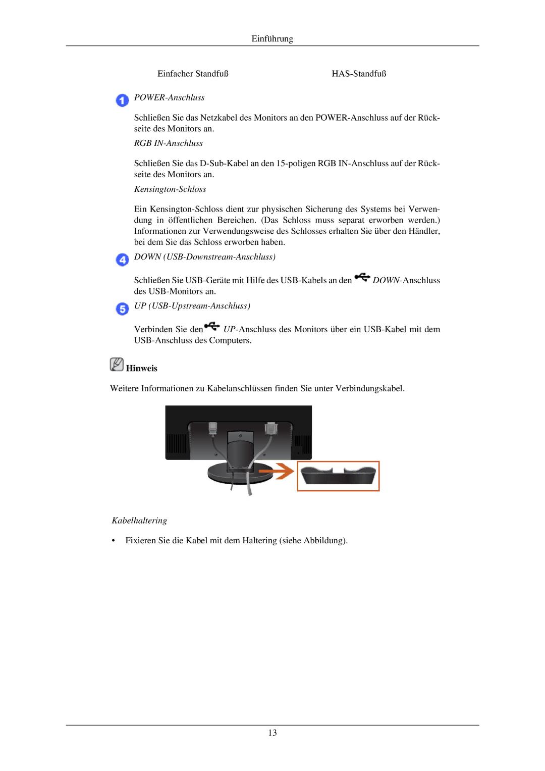 Samsung LS24MYNKBBA/EN, LS24MYNKBB/EDC manual Kabelhaltering 