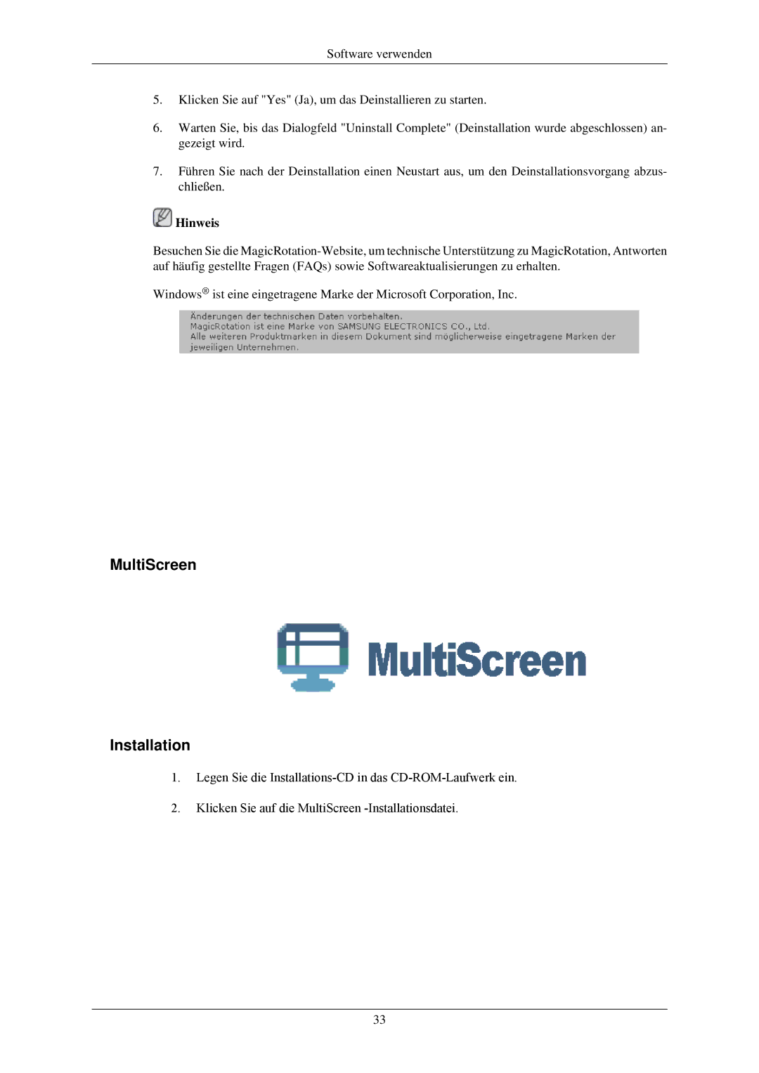 Samsung LS24MYNKBBA/EN, LS24MYNKBB/EDC manual MultiScreen Installation 