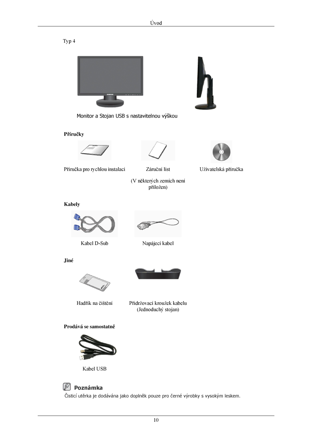 Samsung LS24MYNKBB/EDC, LS24MYNKBBA/EN manual Příručky, Kabely, Jiné, Prodává se samostatně 