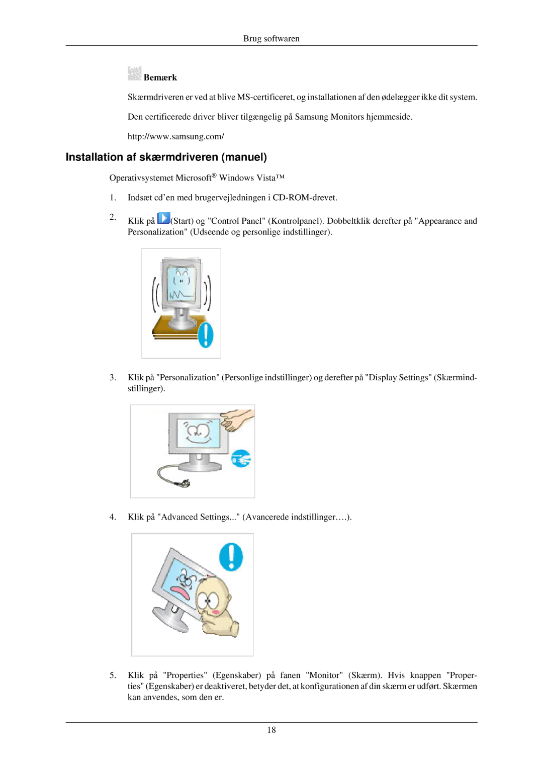 Samsung LS24MYNKBB/EDC, LS24MYNKBBA/EN manual Installation af skærmdriveren manuel 