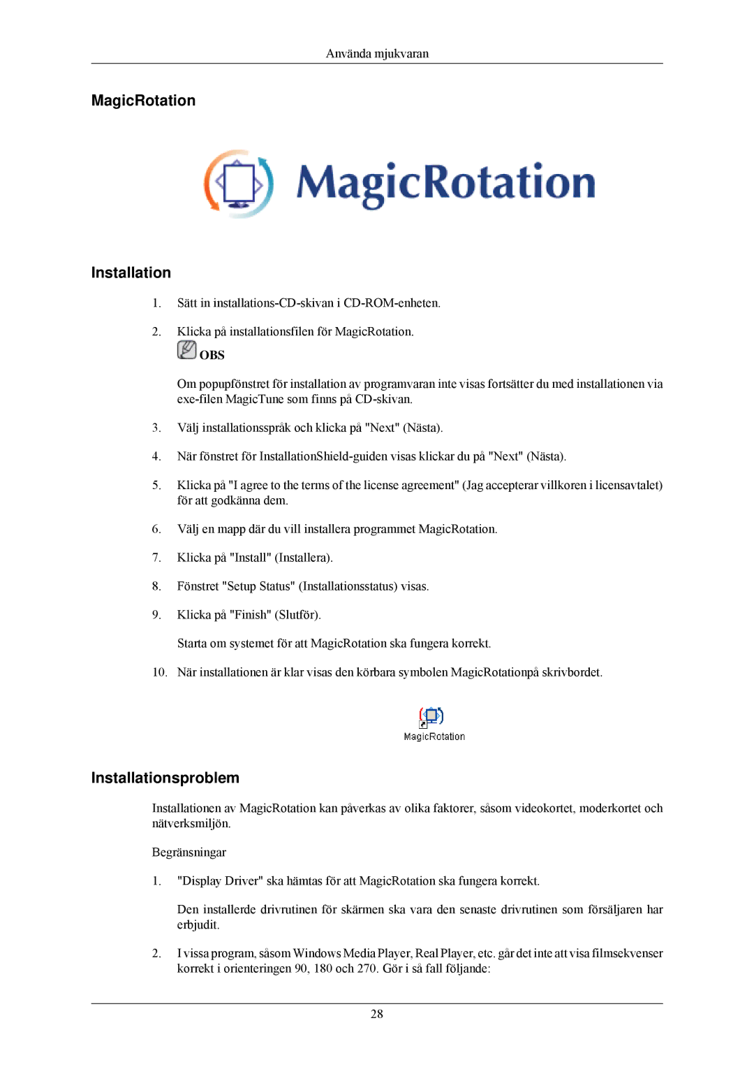 Samsung LS24MYNKBB/EDC, LS24MYNKBBA/EN manual MagicRotation Installation 