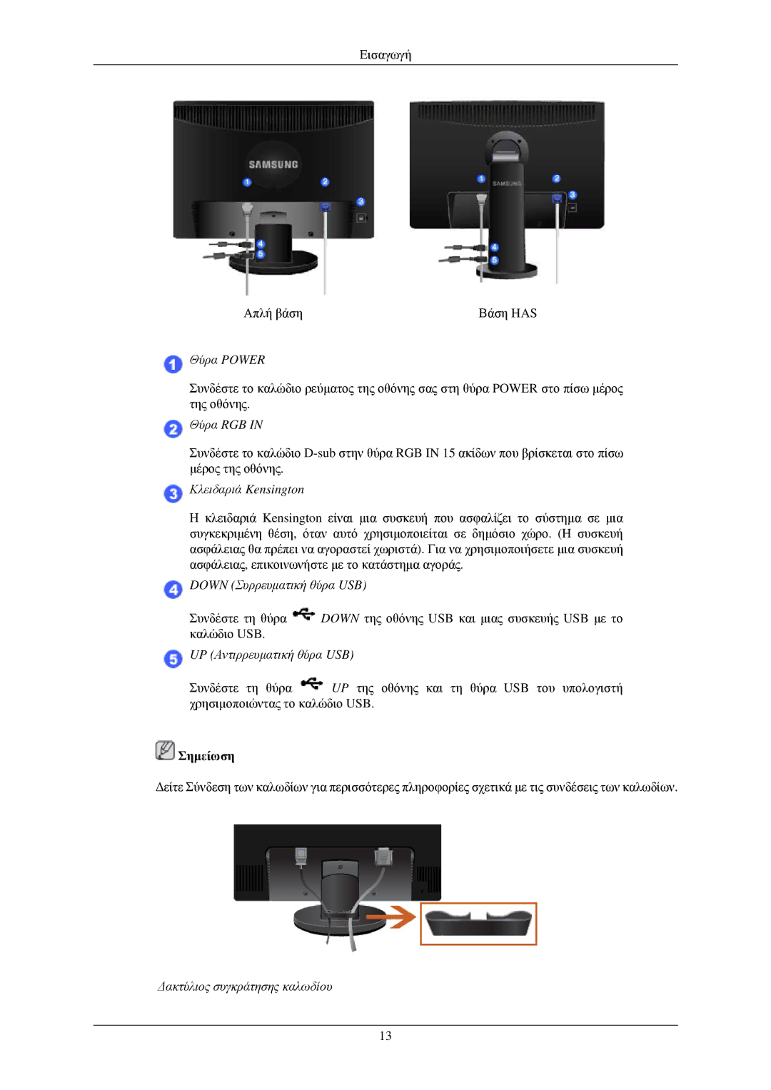 Samsung LS24MYNKBBA/EN, LS24MYNKBB/EDC manual Θύρα Power 