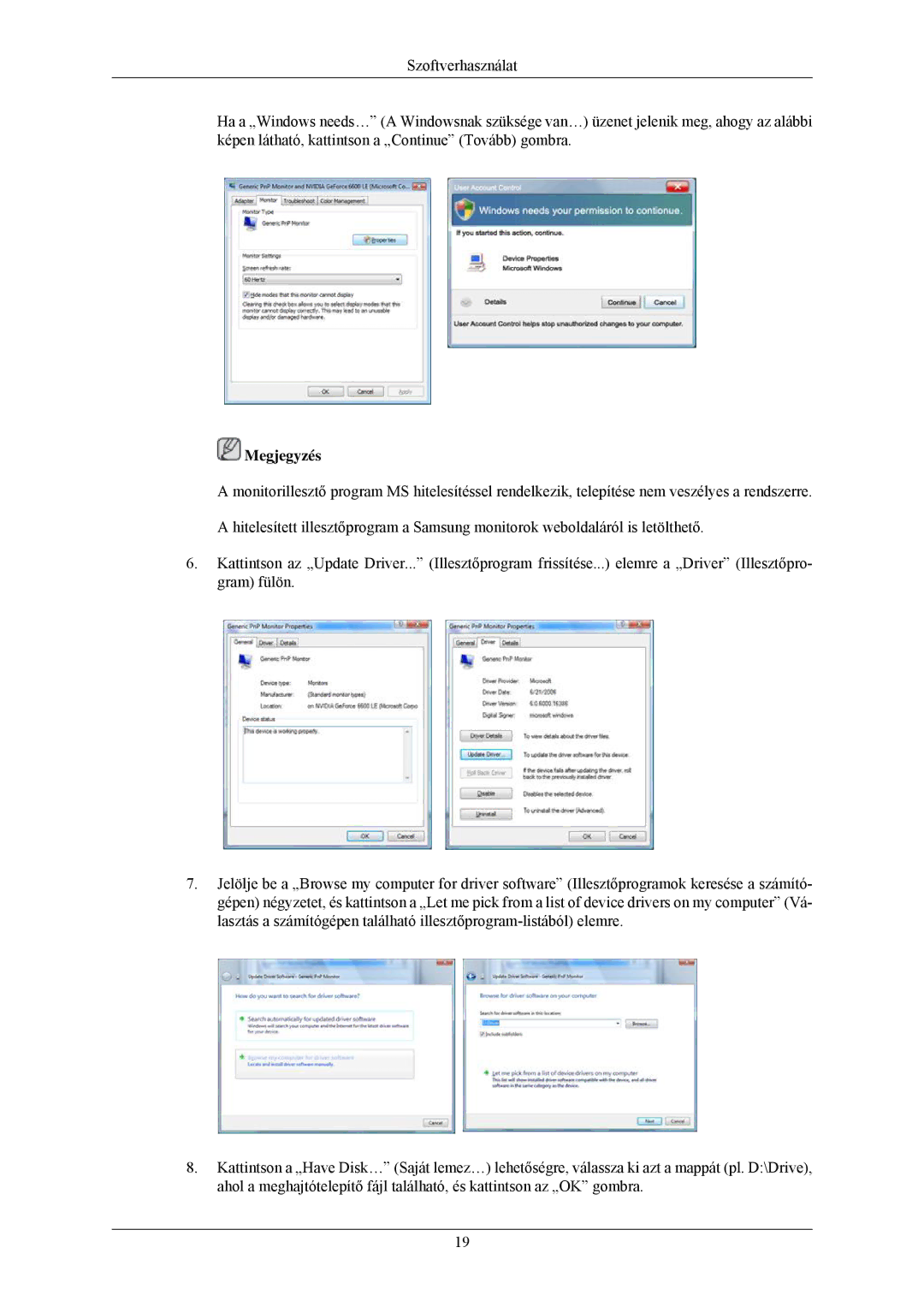 Samsung LS24MYNKBBA/EN, LS24MYNKBB/EDC manual Megjegyzés 