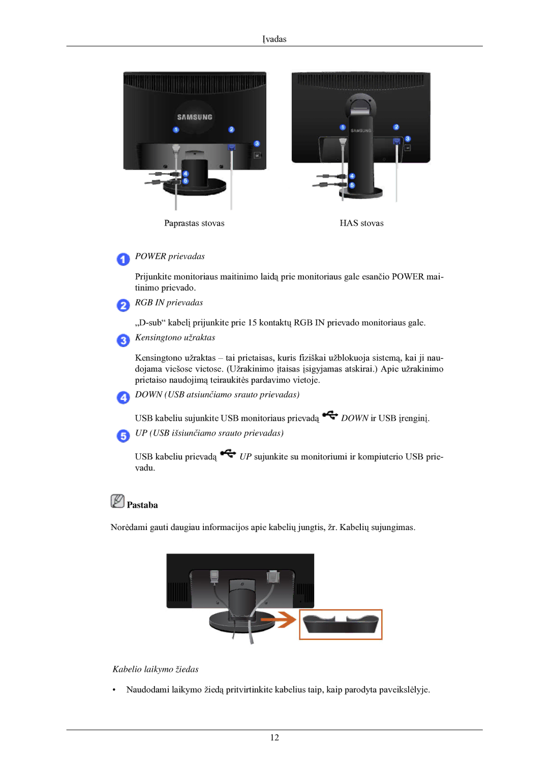 Samsung LS24MYNKBB/EDC manual RGB in prievadas 