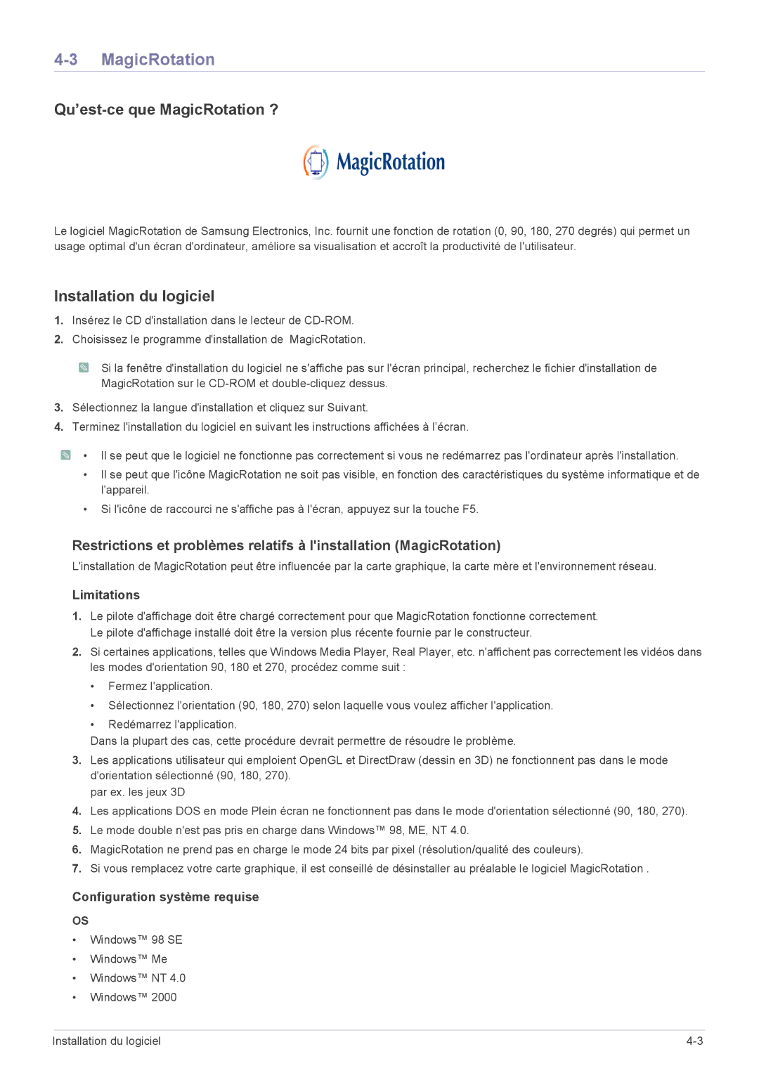 Samsung LS24MYPEBV/EN manual Qu’est-ce que MagicRotation ? 