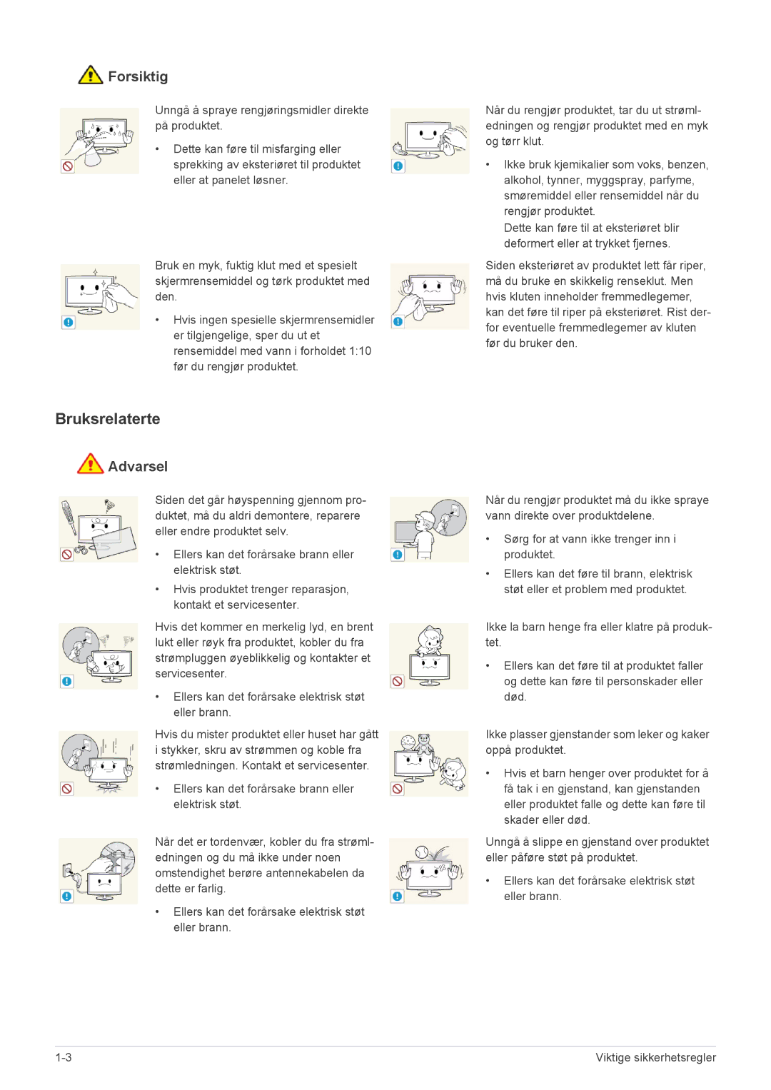 Samsung LS24MYPEBV/EN manual Bruksrelaterte 