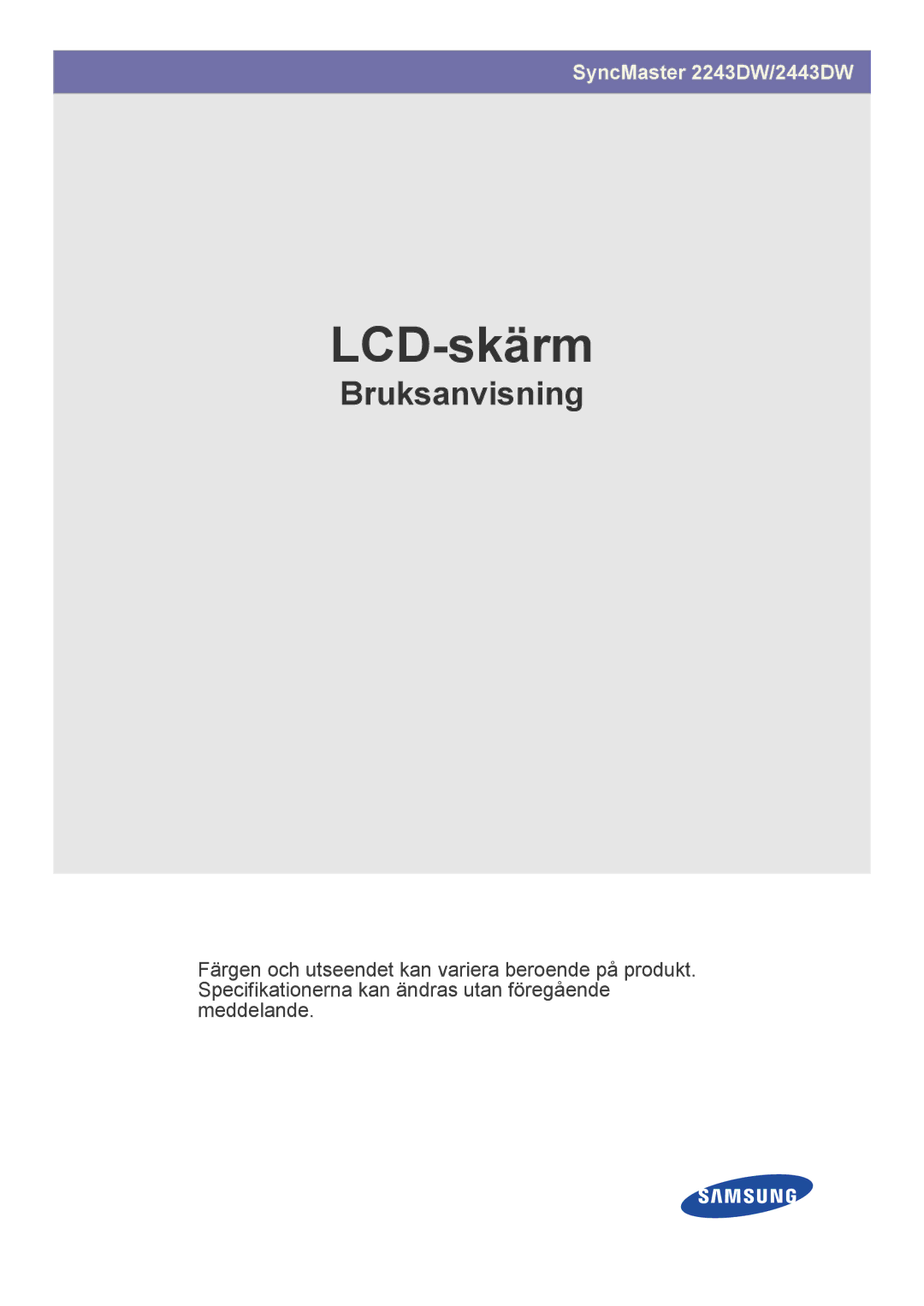 Samsung LS24MYPEBV/EN manual LCD-skärm 