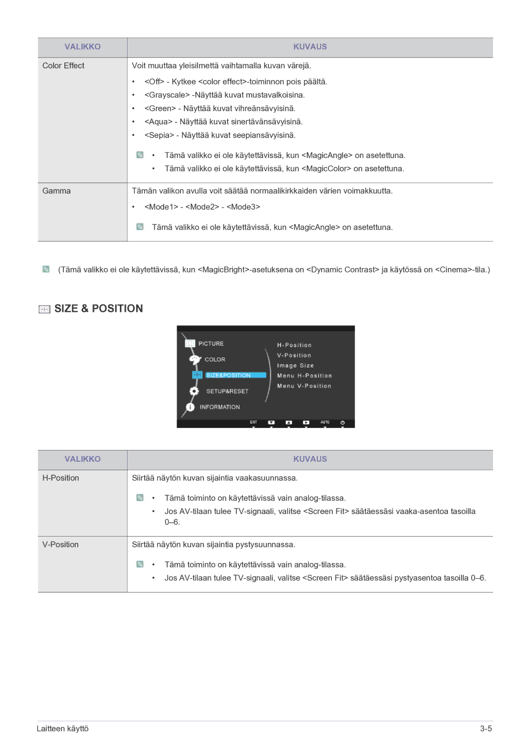 Samsung LS24MYPEBV/EN manual Size & Position 