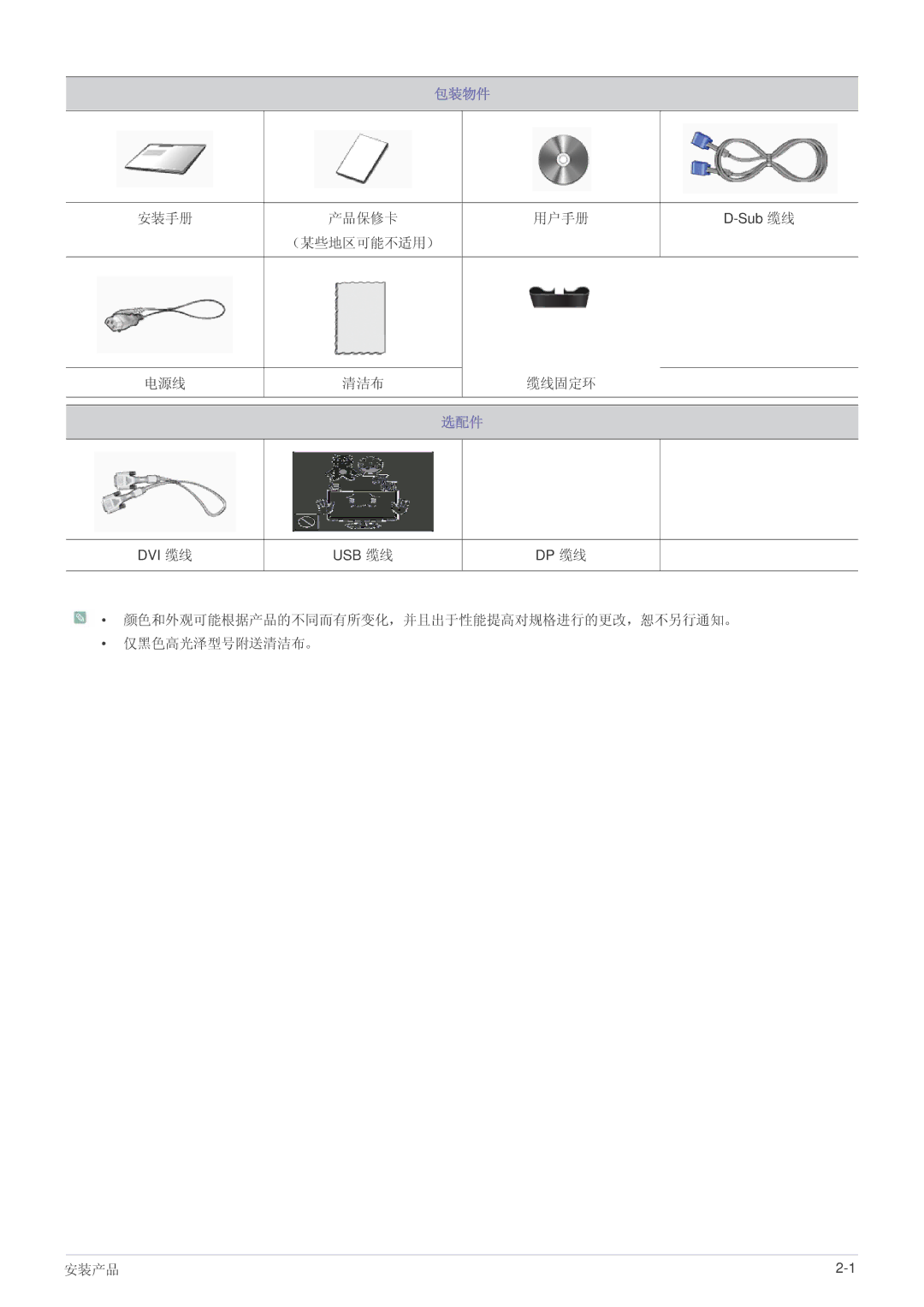 Samsung LS24MYPEBV/EN manual 包装物件 