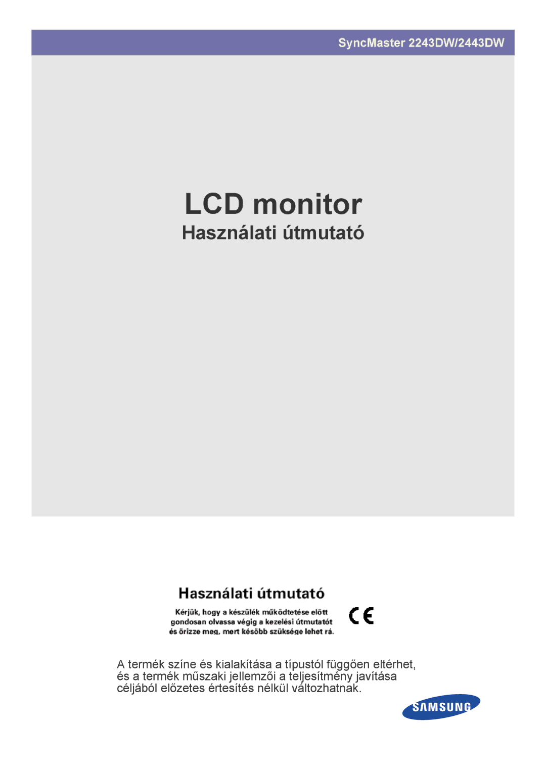 Samsung LS24MYPEBV/EN manual LCD monitor 