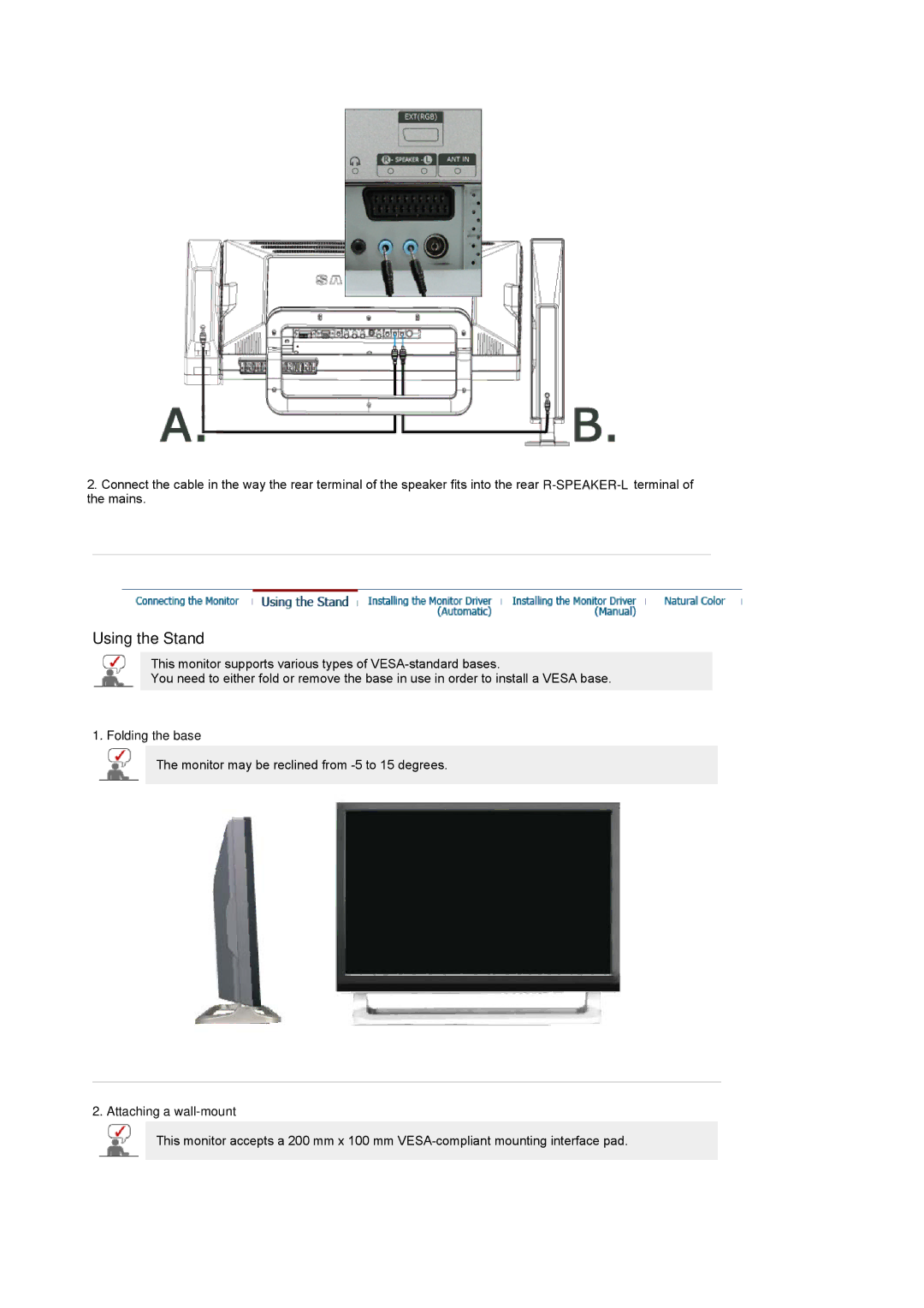 Samsung LS24POFSSS/XSJ, PO24FSSS/EDC, PO24FSSSS/EDC, LG24POFSSS/EDC, PO24FSSSS/MYA Folding the base, Attaching a wall-mount 