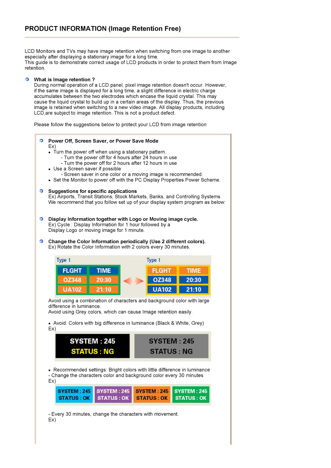 Samsung LS24POFSSS/XSJ, PO24FSSS/EDC, PO24FSSSS/EDC What is Image retention ?, Power Off, Screen Saver, or Power Save Mode 