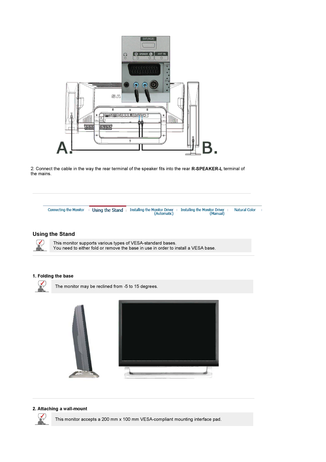 Samsung LS24POFSSS/XSJ, PO24FSSS/EDC, PO24FSSSS/EDC, LG24POFSSS/EDC, PO24FSSSS/MYA Folding the base, Attaching a wall-mount 