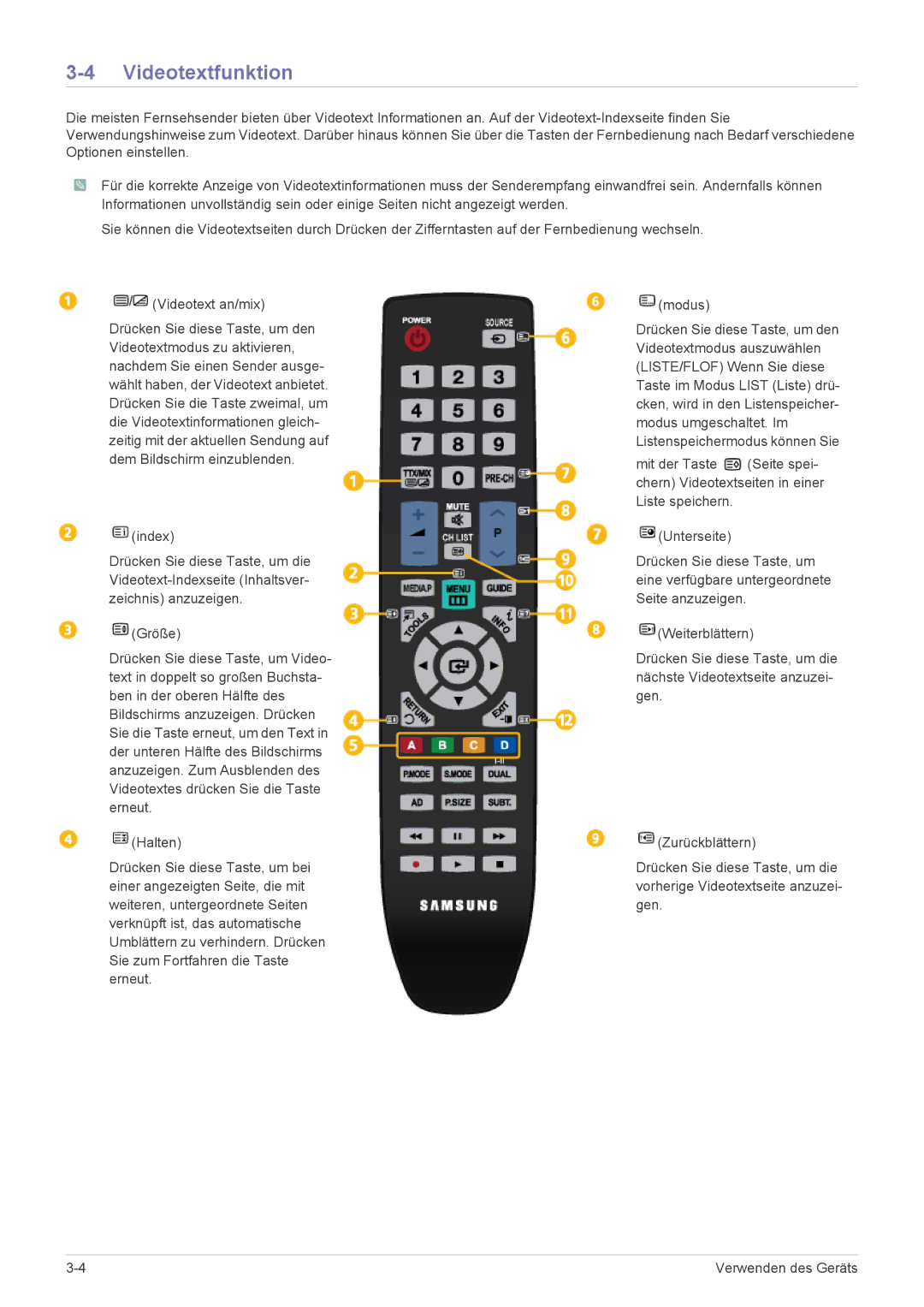 Samsung LS20PTDSF/EN, LS24PTDSF/EN, LS23PTDSF/EN, LS22PTDSF/EN manual Videotextfunktion 