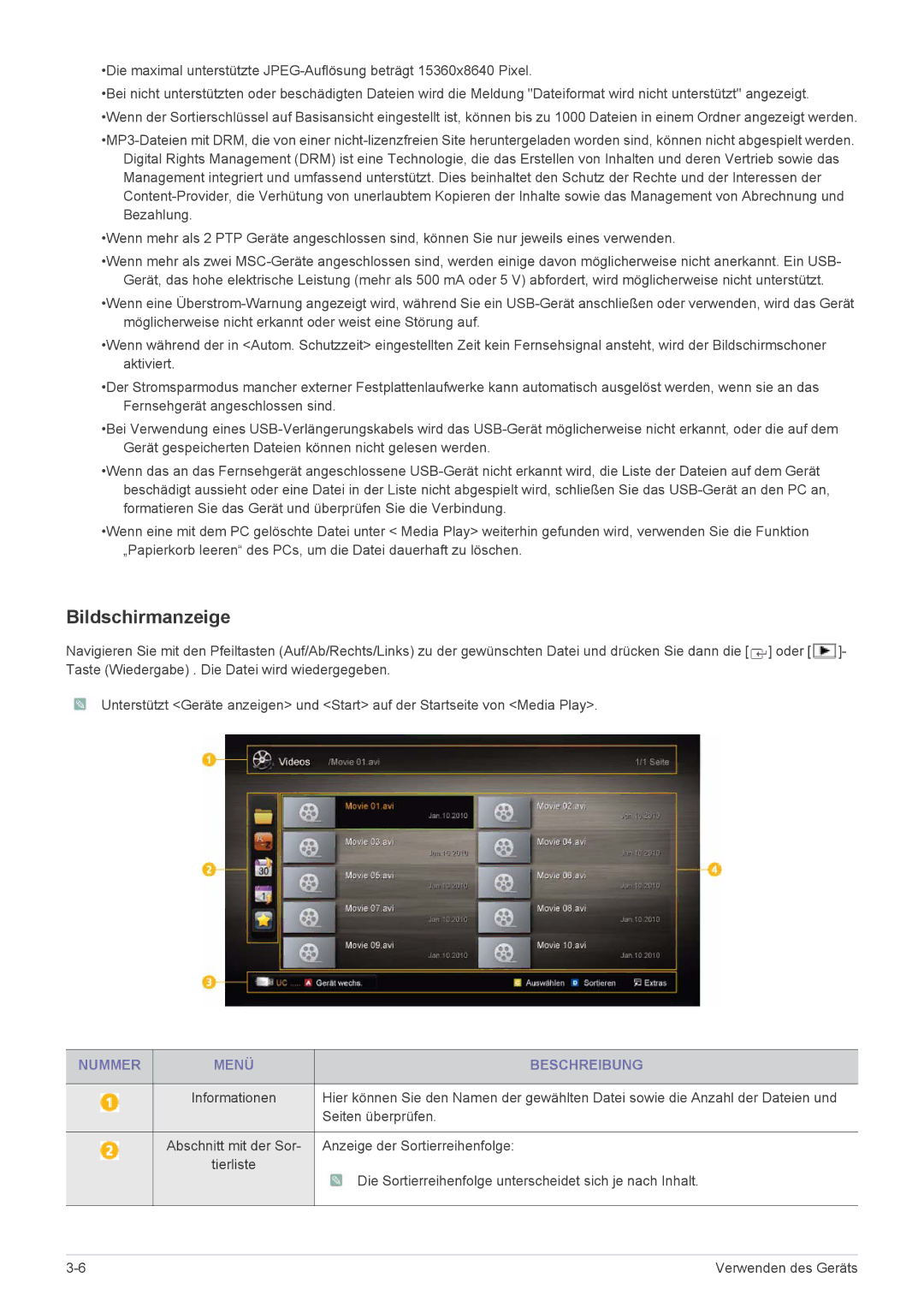 Samsung LS20PTDSF/EN, LS24PTDSF/EN, LS23PTDSF/EN manual Bildschirmanzeige, Nummer Menü Beschreibung, Seiten überprüfen 