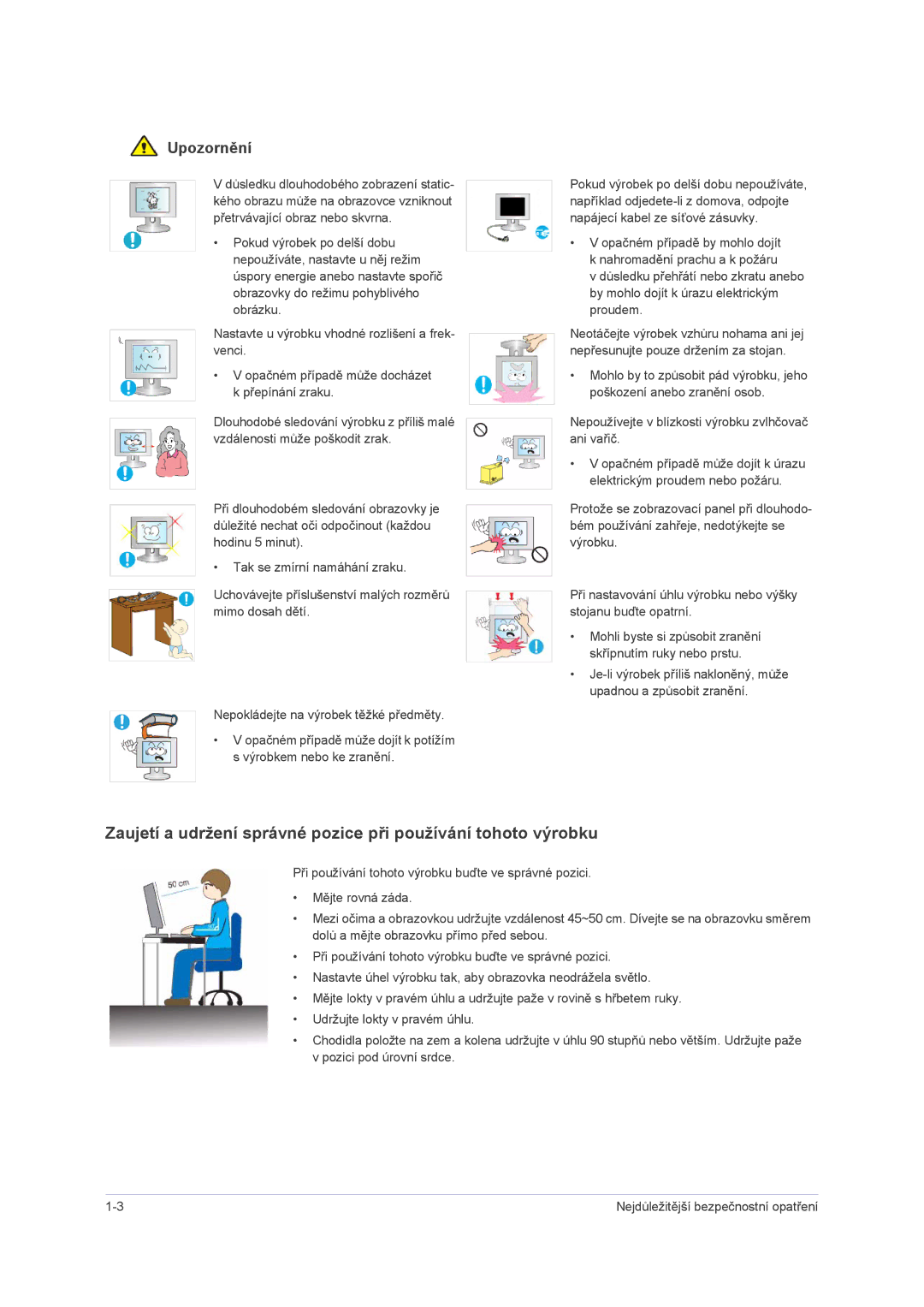 Samsung LS22PUHKFY/EN, LS24PUHKFV/EN, LS22PUHKFV/ZW, LS23PUHKF/EN, LS22PUHKF/EN, LS24PUHKF/EN, LS23PUHKFV/ZA manual Upozornění 