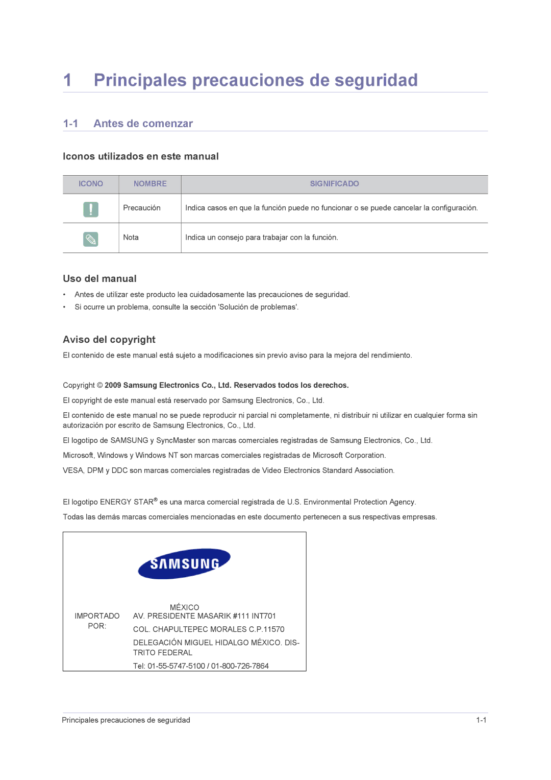 Samsung LS24PUHKF/EN Principales precauciones de seguridad, Antes de comenzar, Iconos utilizados en este manual 