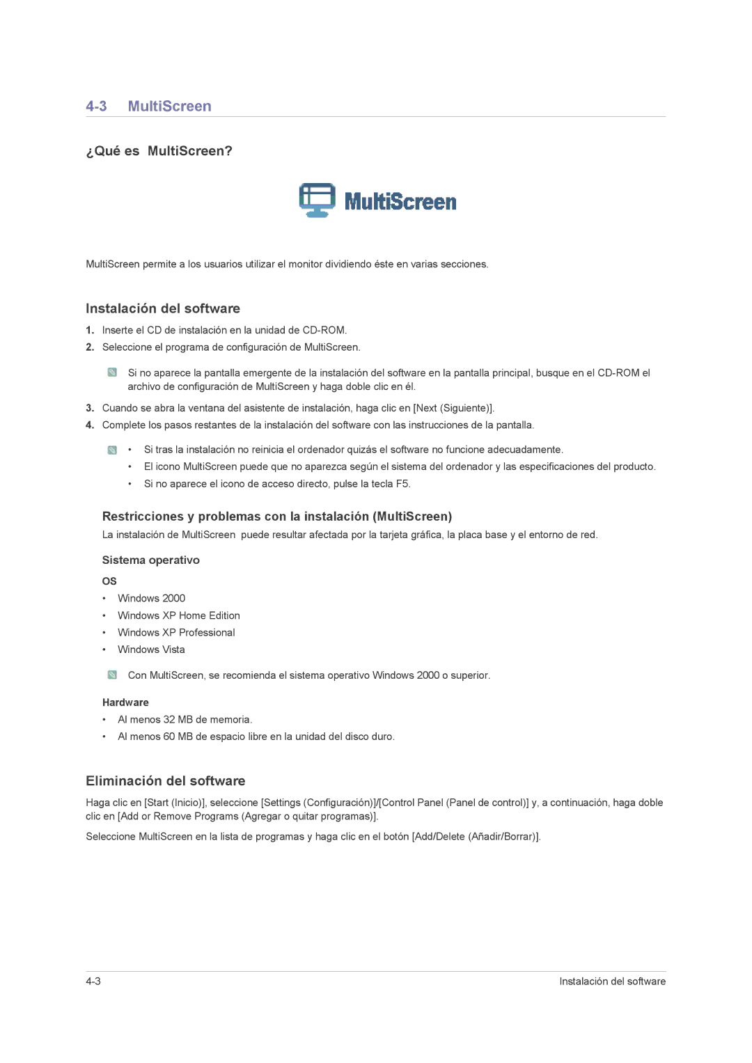 Samsung LS24PUHKF/EN, LS24PUHKFV/EN, LS23PUHKF/EN, LS22PUHKF/EN, LS23PUHKFV/ZA manual ¿Qué es MultiScreen? 