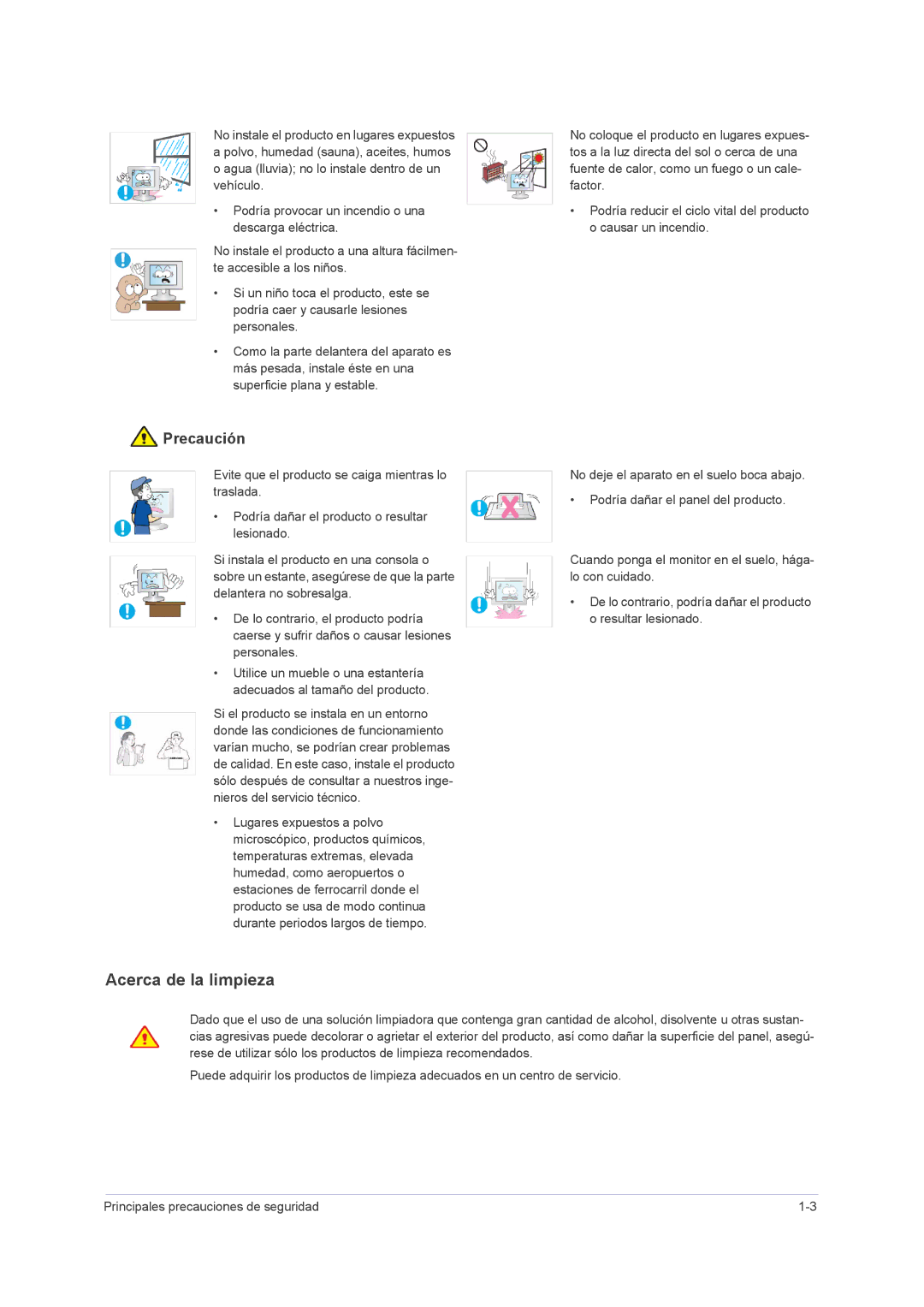 Samsung LS22PUHKF/EN, LS24PUHKFV/EN, LS23PUHKF/EN, LS24PUHKF/EN, LS23PUHKFV/ZA manual Acerca de la limpieza 