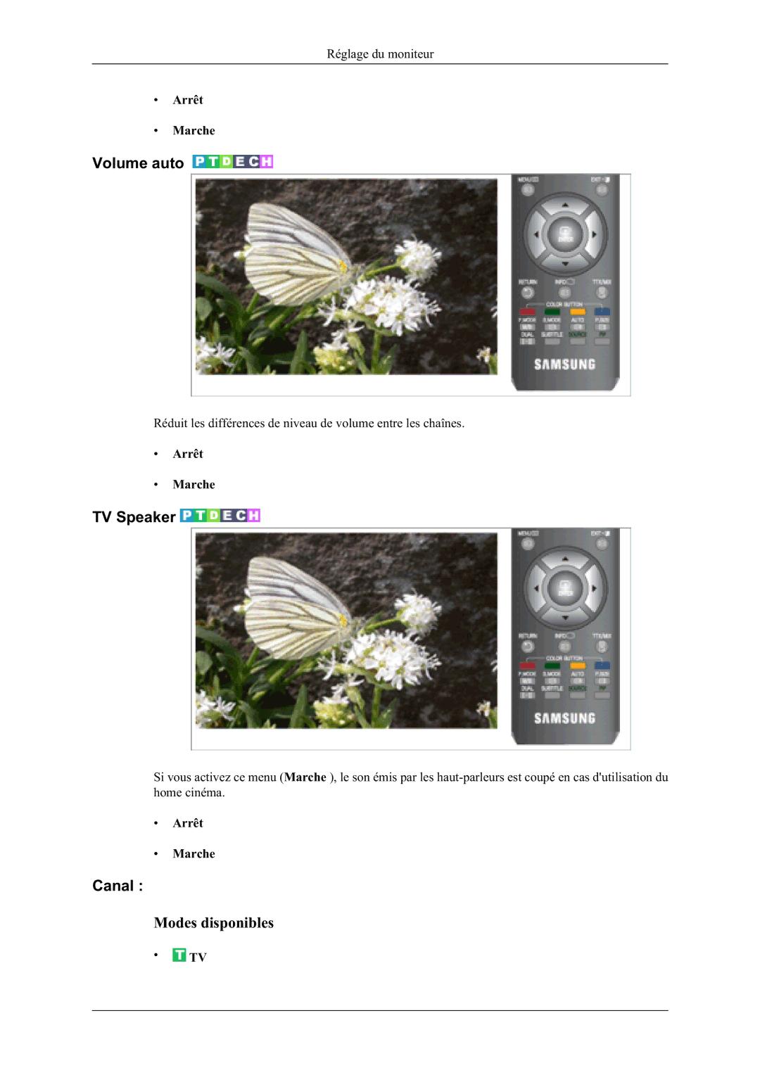 Samsung LS24TDDSUY/EN manual 9ROXPHDXWR, 796SHDNHU, DQDO 0RGHVGLVSRQLEOHV, ‡ 0DUFKH 