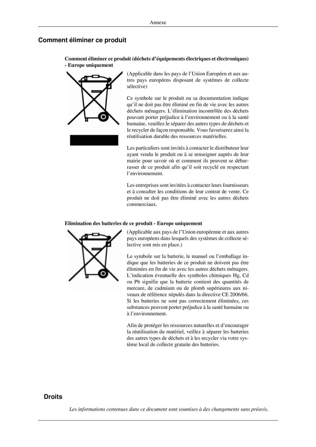 Samsung LS24TDDSUY/EN manual Comment éliminer ce produit, Droits 