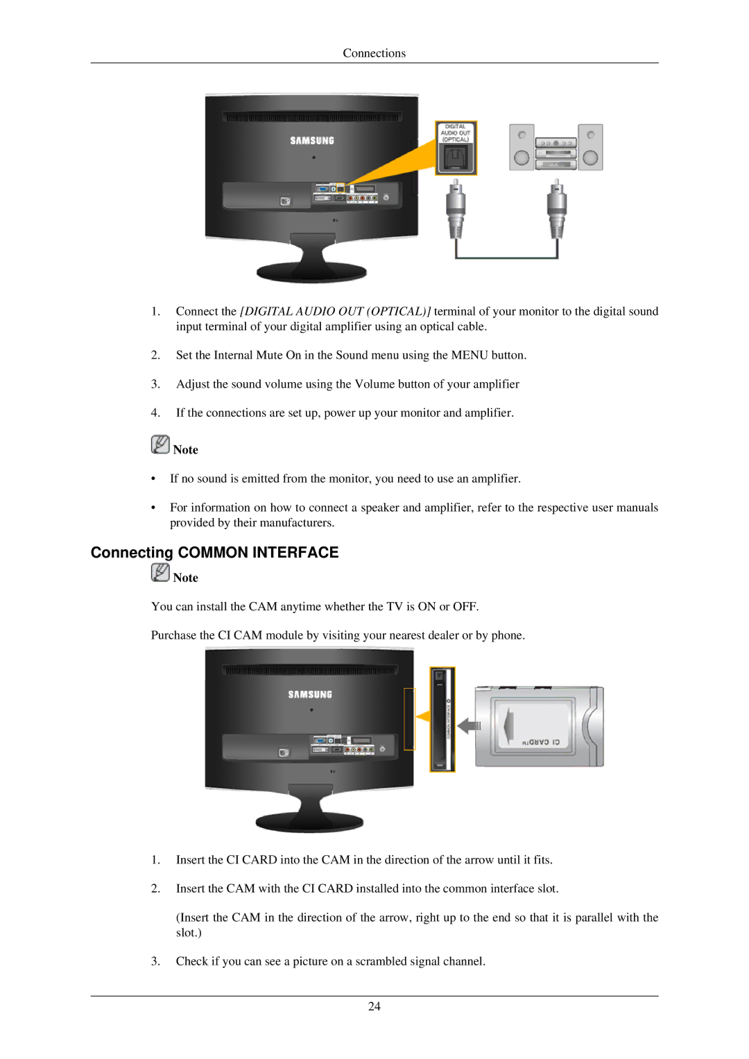 Samsung LS24TDDSUY/EN manual Connecting Common Interface 