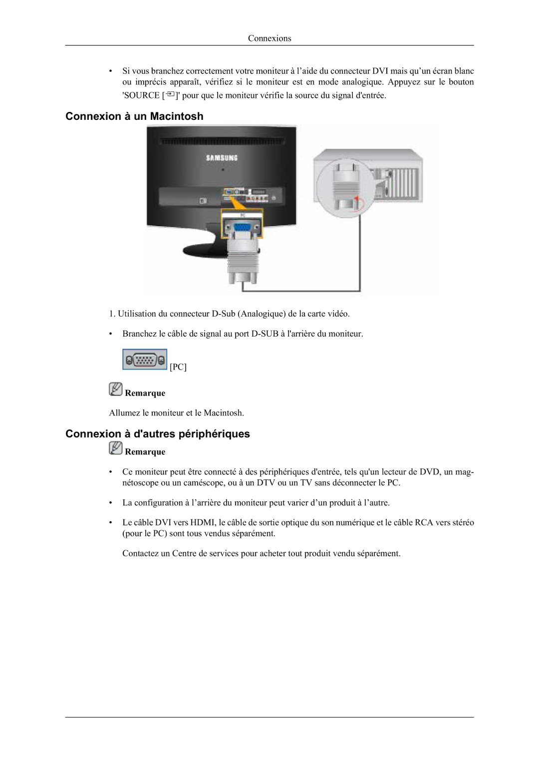 Samsung LS24TDDSUY/EN manual RQQHLRQjXQ0DFLQWRVK, RQQHLRQjG DXWUHVSpULSKpULTXHV, Rqqhlrqv 