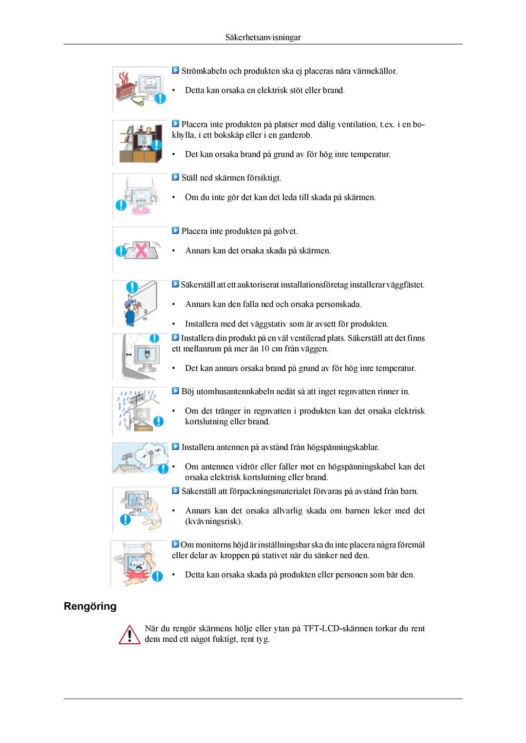 Samsung LS24TDVSUV/XE, LS24TDVSUV/EN, LS24TDDSUV/EN, LS26TDDSUV/EN, LS26TDVSUV/EN, LS26TDVSUV/XE manual Rengöring 