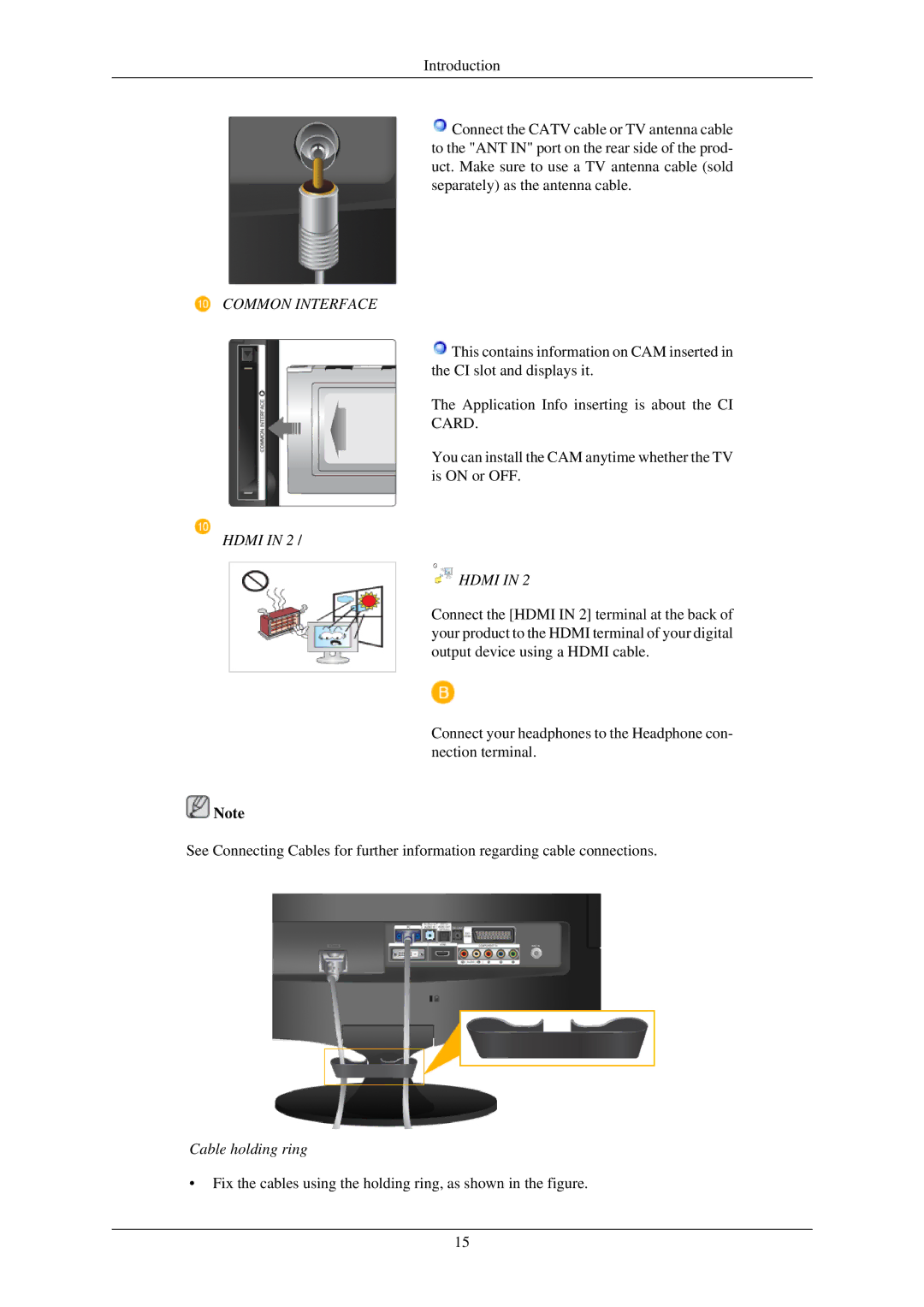 Samsung LS26TDNSUV/ZA, LS24TDVSUV/EN, LS24TDDSUV/EN, LS26TDDSUV/EN, LS26TDVSUV/EN, LS24TDNSUV/ZA manual Hdmi, Cable holding ring 