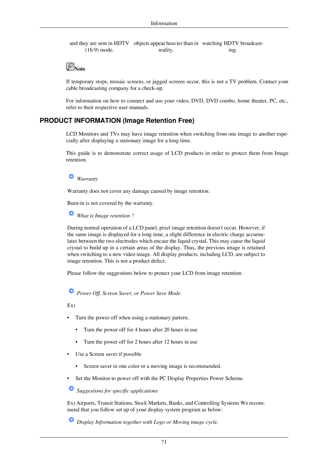 Samsung LS24TDVSUV/EN, LS24TDDSUV/EN manual Product Information Image Retention Free, Warranty, What is Image retention ? 