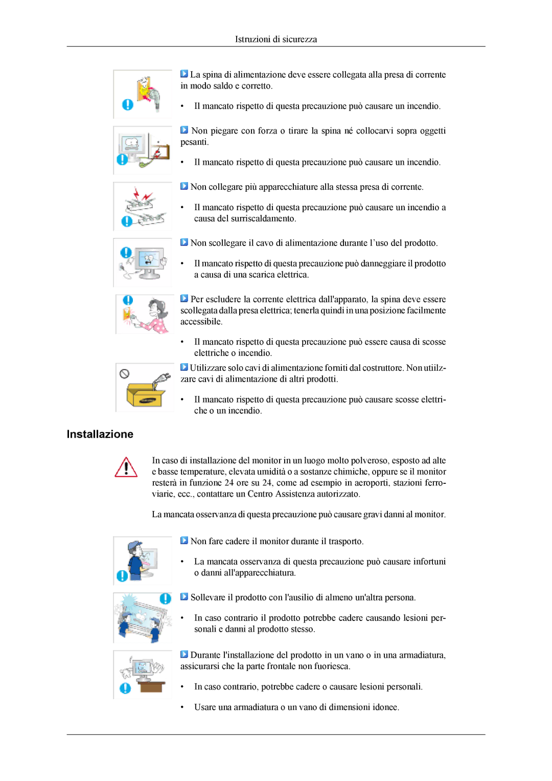 Samsung LS26TDVSUV/EN, LS24TDVSUV/EN, LS24TDDSUV/EN, LS26TDDSUV/EN, LS26TDNSUV/ZA, LS24TDNSUV/ZA manual Installazione 