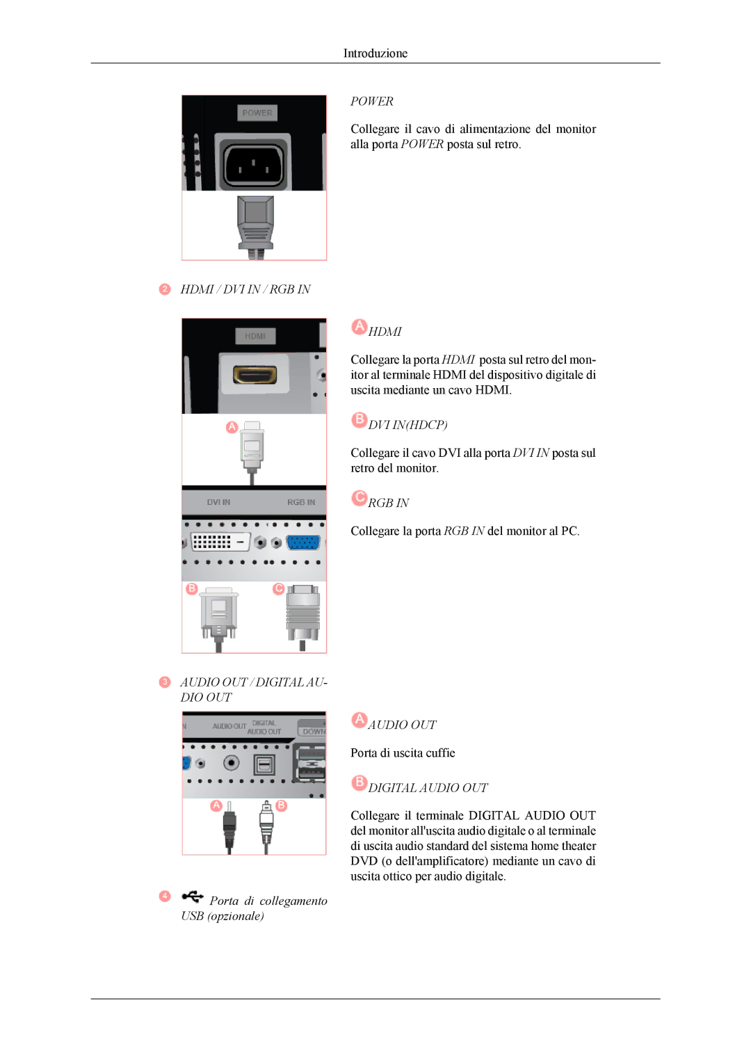 Samsung LS24TWQSUV/EN, LS24TWHSUV/EN, LS26TWQSUV/EN, LS26TWHSUV/EN Hdmi / DVI in / RGB, Porta di collegamento USB opzionale 