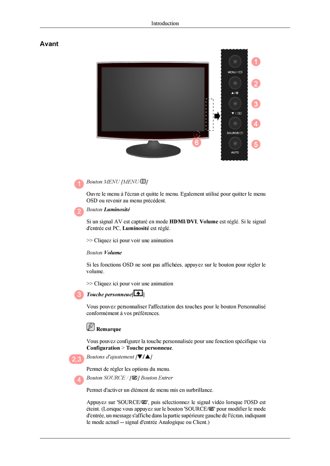 Samsung LS24TWQSUV/EN, LS24TWHSUV/EN, LS26TWQSUV/EN, LS26TWHSUV/EN manual Avant, Bouton Menu Menu 