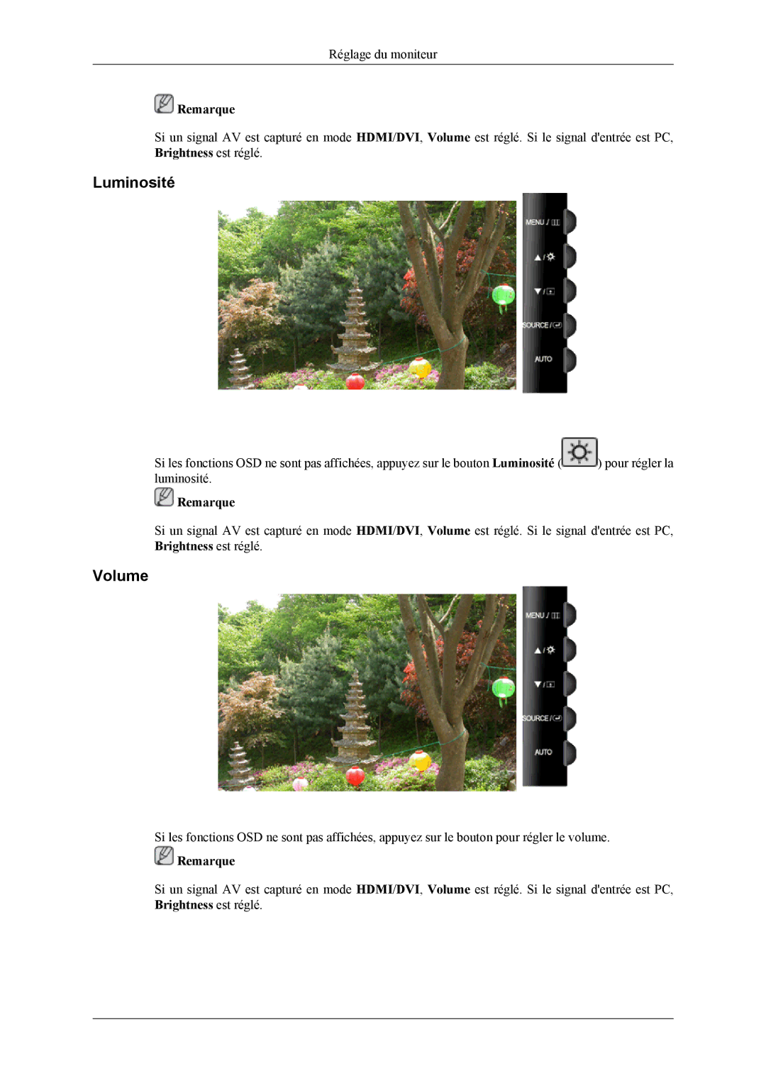 Samsung LS26TWQSUV/EN, LS24TWQSUV/EN, LS24TWHSUV/EN, LS26TWHSUV/EN manual Luminosité, Volume 