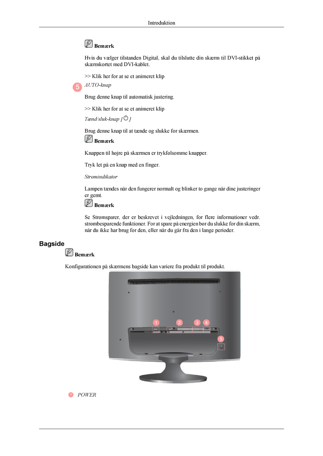 Samsung LS24TWQSUV/EN, LS24TWHSUV/EN, LS26TWQSUV/EN, LS26TWHSUV/EN manual Bagside 