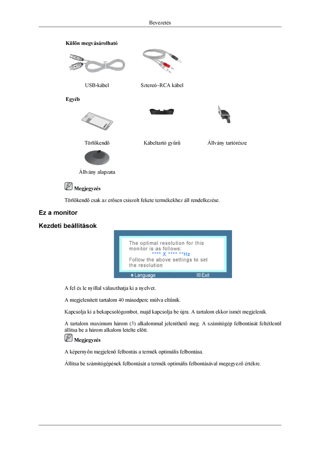 Samsung LS26TWHSUV/EN, LS24TWQSUV/EN, LS24TWHSUV/EN, LS26TWQSUV/EN manual Ez a monitor Kezdeti beállítások 