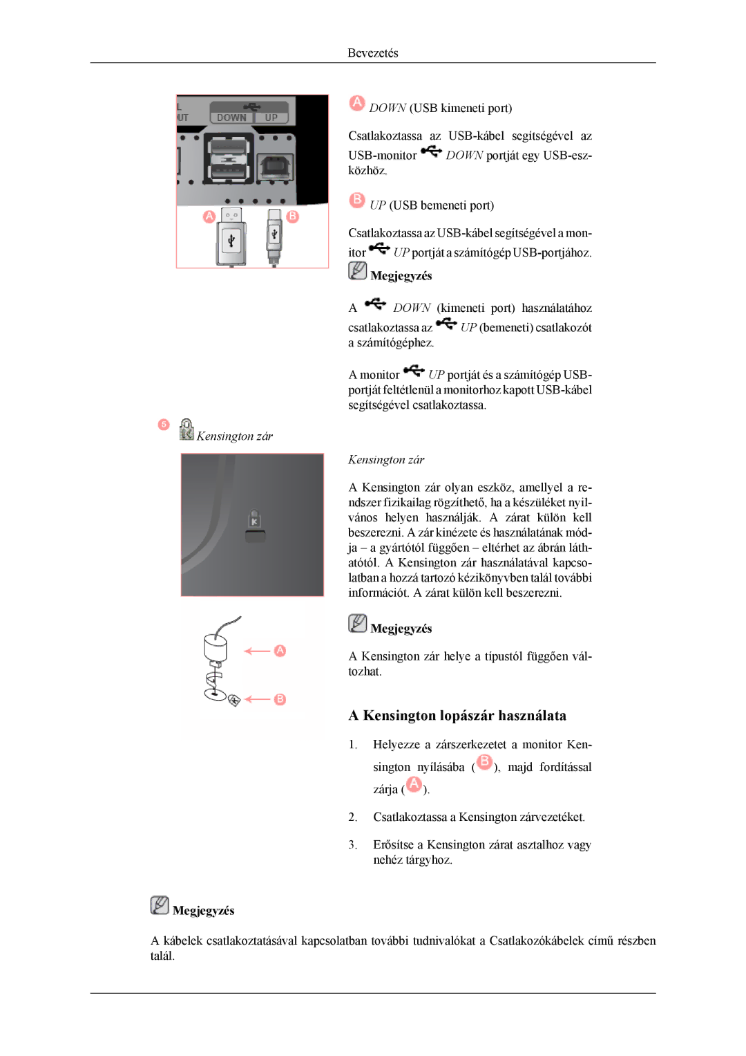 Samsung LS26TWHSUV/EN, LS24TWQSUV/EN, LS24TWHSUV/EN, LS26TWQSUV/EN manual Kensington lopászár használata 